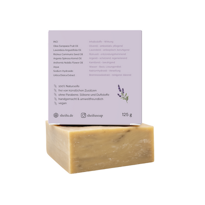 Inhaltsstoffe der Lavendel Naturseife mit Wirkung gegen Problemhaut klar aufgeführt